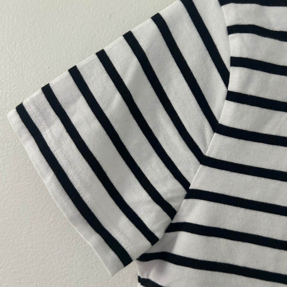 Madewell Womens The Perfect Crewneck Black Stripe Tee Allday Jersey XXS New - Picture 4 of 7